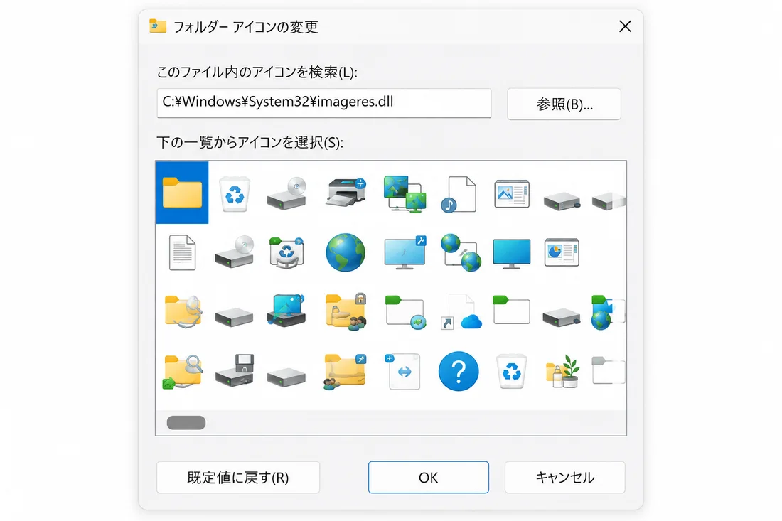 Folderlyで変更後のフォルダアイコンが表示されている